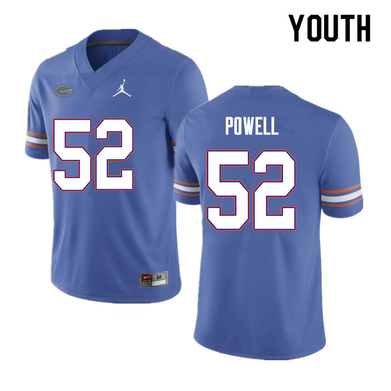 Youth #52 Antwuan Powell Florida Gators College Football Jerseys Sale-Blue - Click Image to Close